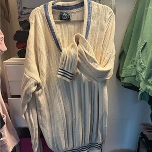 Jantzen Cream and Blue V-Neck Sweater